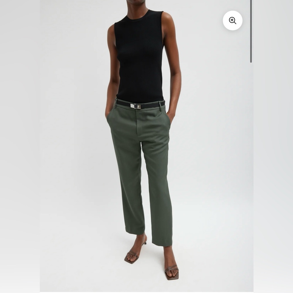 NWT Tibi Grain de Poudre Lennon Ankle Pant, Grey Pine